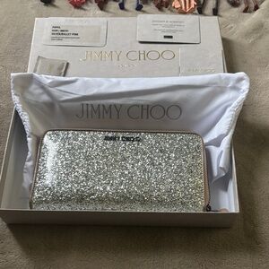 Jimmy Choo Silver Glitter Wallet full inclusion